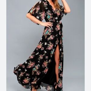 Lulu’s Maxi Floral Boho Coachella Wrap Dress Size Small
